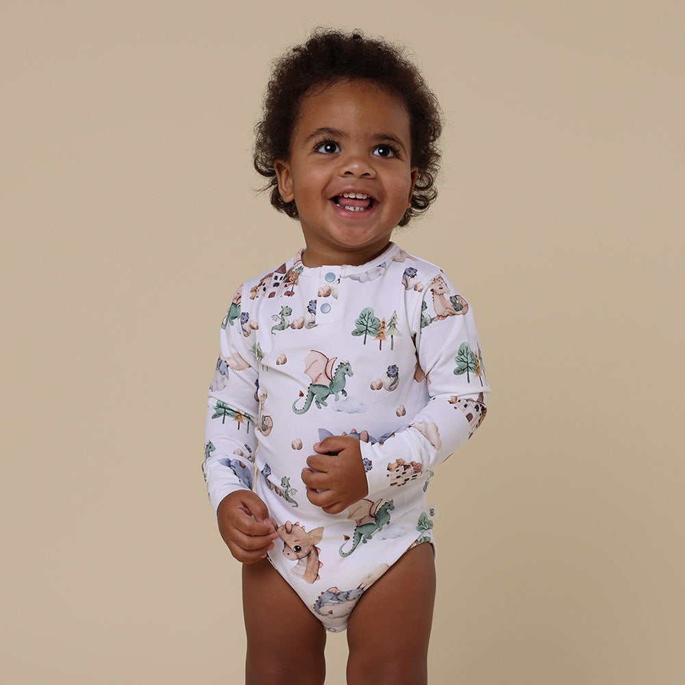 Dragon Long Sleeve Organic Bodysuit - View 1