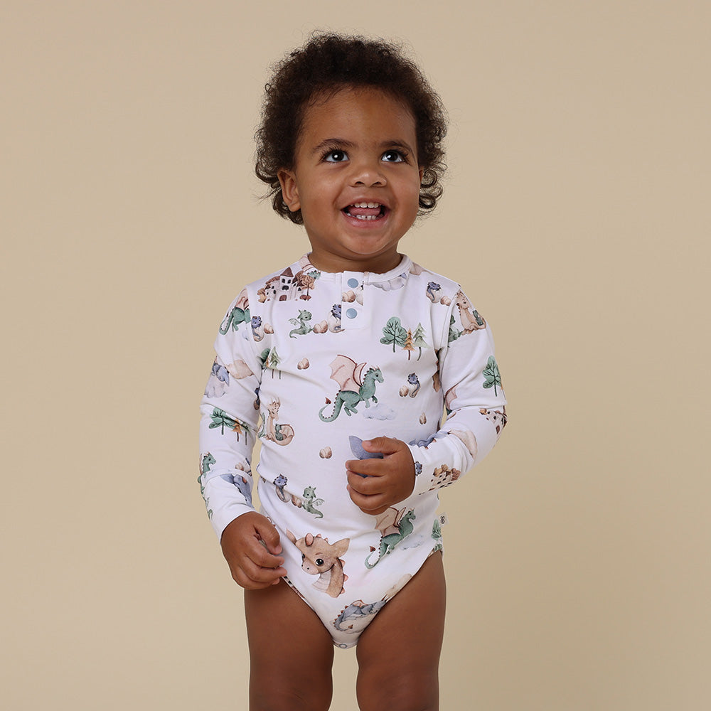 Dragon Long Sleeve Organic Bodysuit - View 5