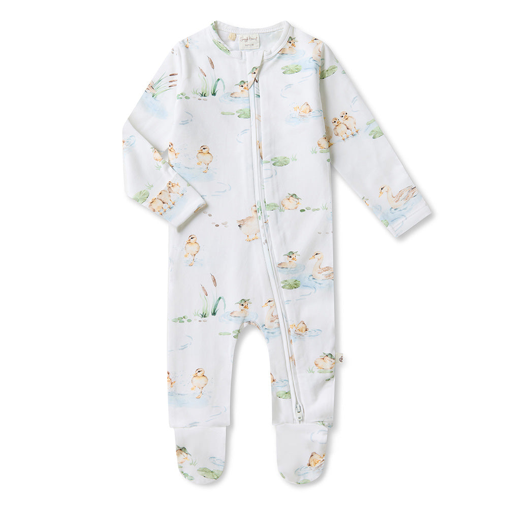 Duck Pond Organic Snuggle Sleepsuit Zip Footie - View 2