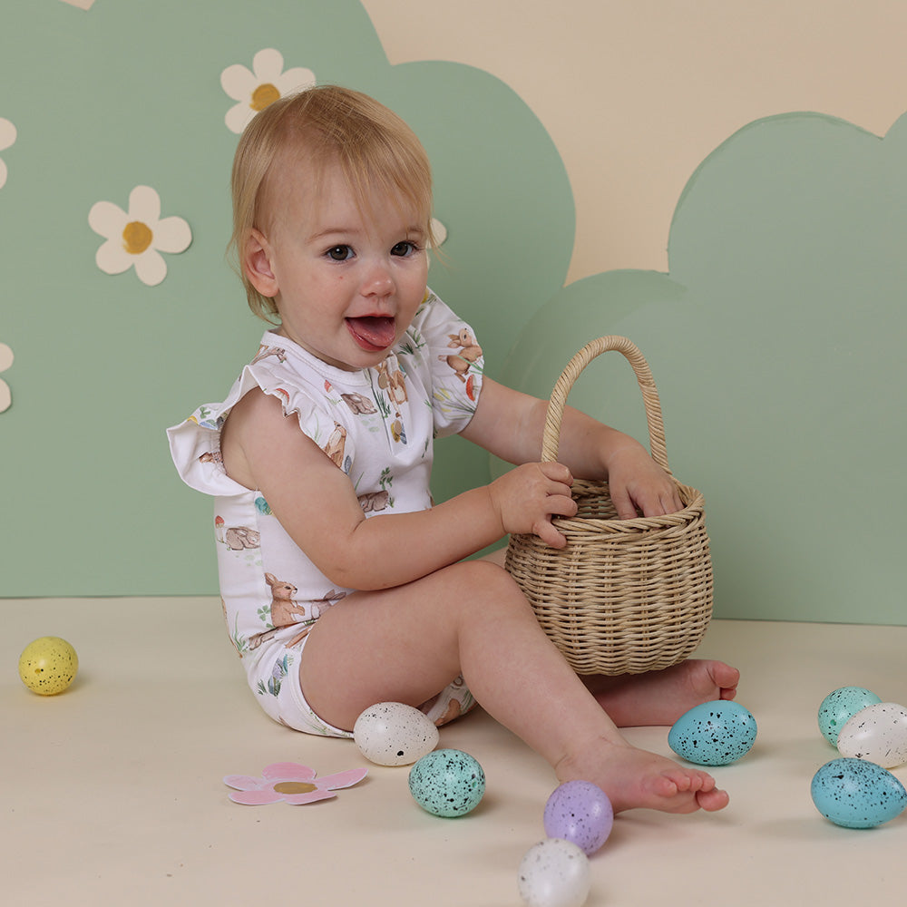 Easter Bunnies Short Sleeve Organic Bodysuit with Frill - View 3