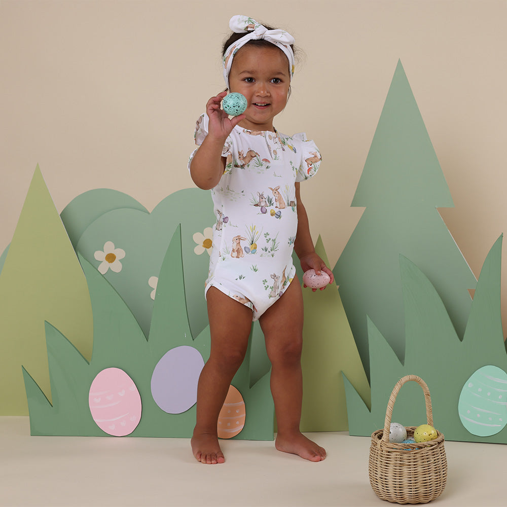 Easter Bunnies Short Sleeve Organic Bodysuit with Frill - View 9