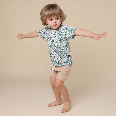 Toddler wearing Evergreen Organic T-Shirt | Snuggle Hunny