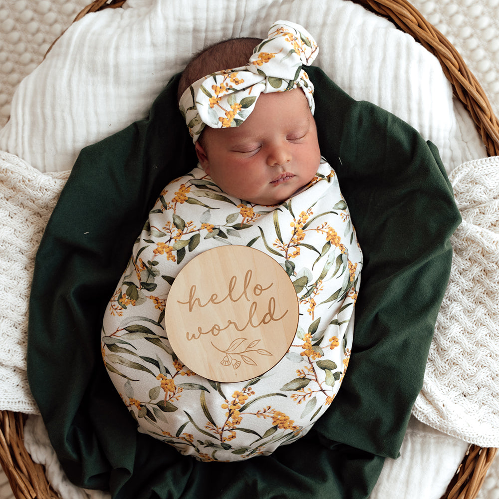 Golden Wattle Organic Snuggle Swaddle & Topknot Set - View 4