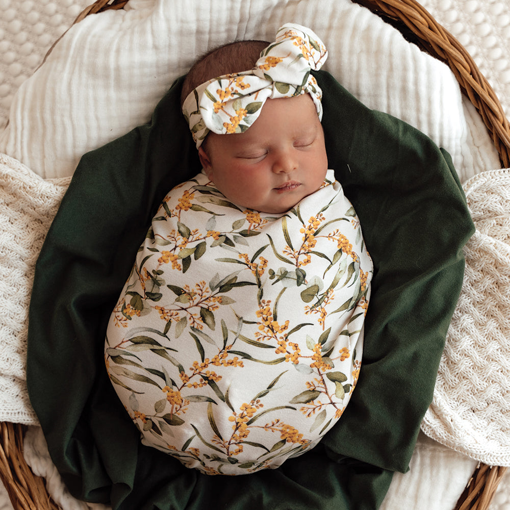 Golden Wattle Organic Snuggle Swaddle & Topknot Set - View 1