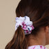 Woman wearing Lilac Skies Organic Scrunchie | Snuggle Hunny