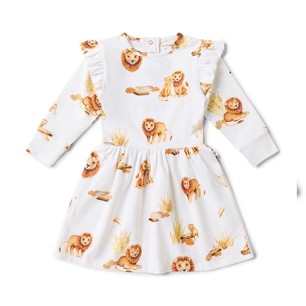 Snuggle Special - Lion Long Sleeve Organic Dress with Frill (Size 3) - View 1