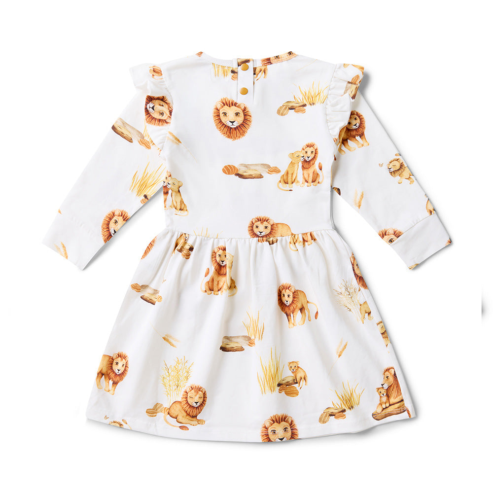 Snuggle Special - Lion Long Sleeve Organic Dress with Frill (Size 3) - View 2