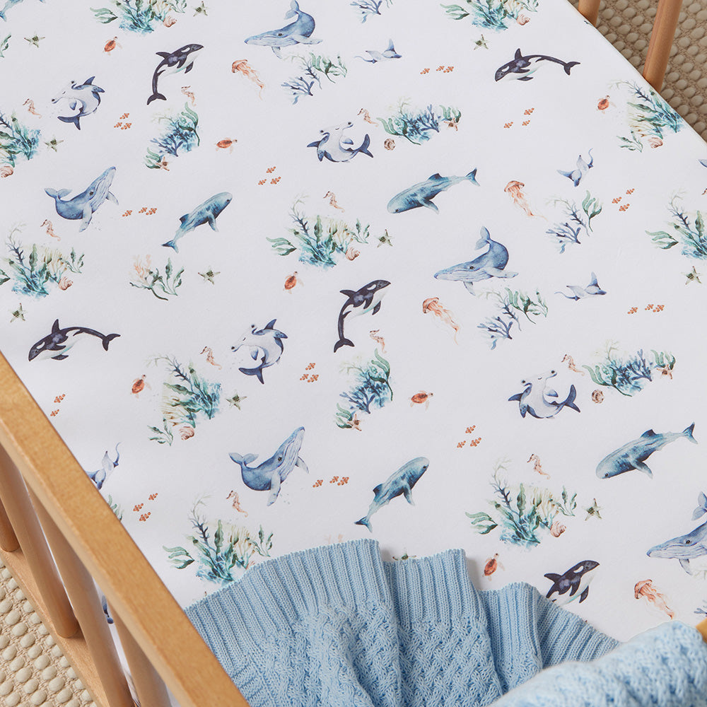 Ocean Organic Fitted Cot Sheet