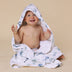 Toddler wearing Ocean Organic Hooded Baby Towel | Snuggle Hunny