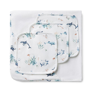 Ocean Organic Baby Towel & Wash Cloth Set | Snuggle Hunny