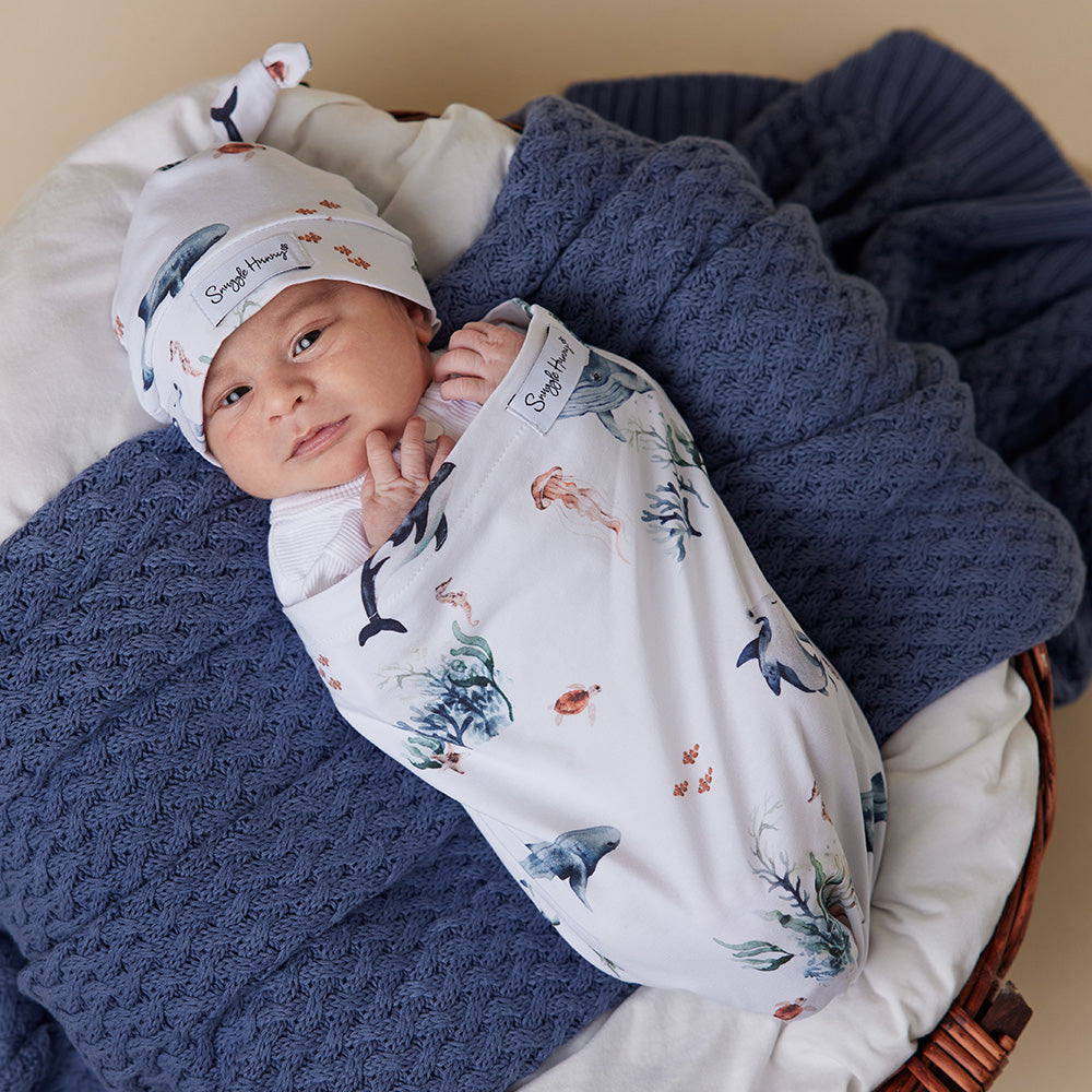 Ocean Organic Snuggle Swaddle & Beanie Set - View 5