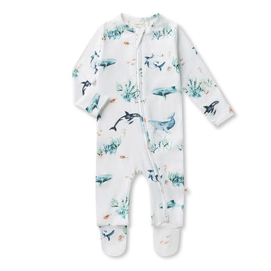 Ocean Organic Snuggle Sleepsuit Zip Footie | Snuggle Hunny