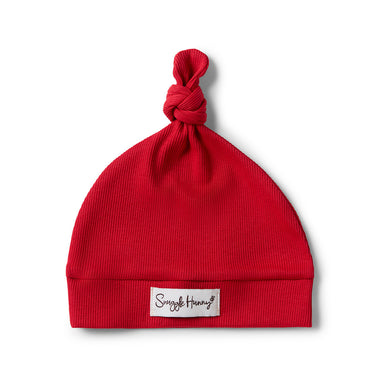 Red Ribbed Organic Knotted Beanie | Snuggle Hunny