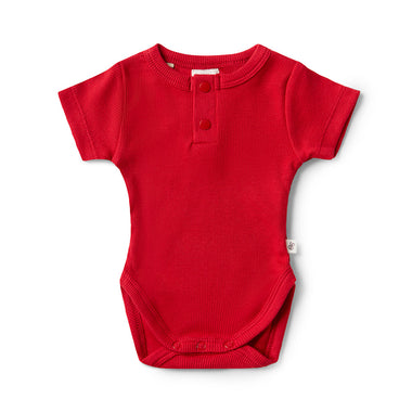 Red Short Sleeve Organic Bodysuit | Snuggle Hunny