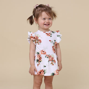 Toddler wearing Rosebud Short Sleeve Organic Dress | Snuggle Hunny