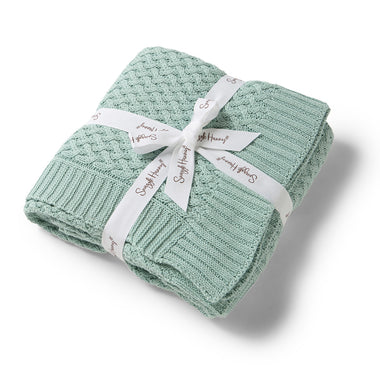 Sage Diamond Knit Organic Baby Blanket | Snuggle Hunny
