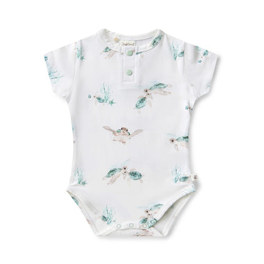 Turtle Short Sleeve Organic Bodysuit | Snuggle Hunny