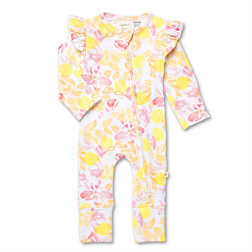 Sofia Organic Snugglesuit Convertible Romper with Frill - View 2