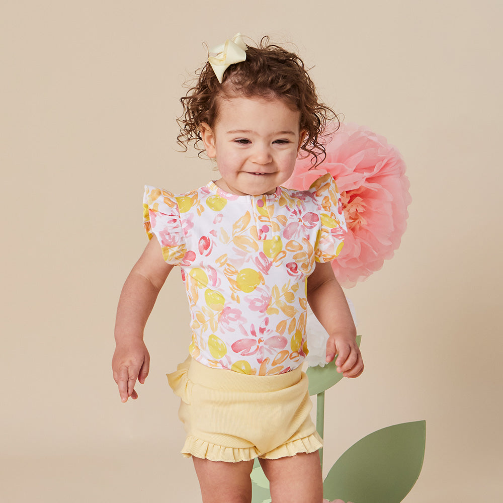 Sofia Short Sleeve Organic Bodysuit with Frill - View 4