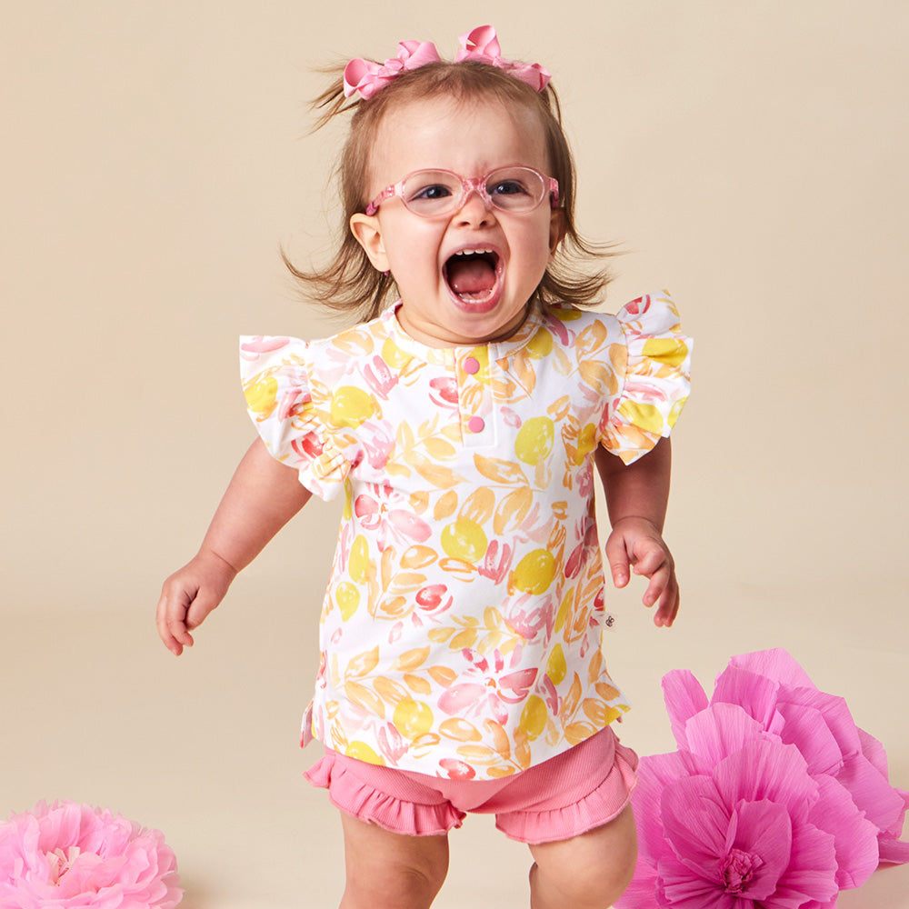 Sofia Organic Short Sleeve Top with Frill - View 1