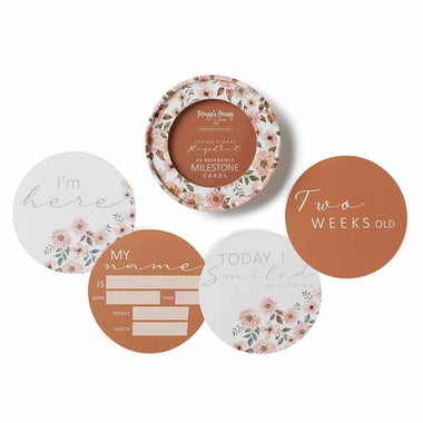 Spring Floral & Hazelnut Reversible Milestone Cards-Snuggle Hunny