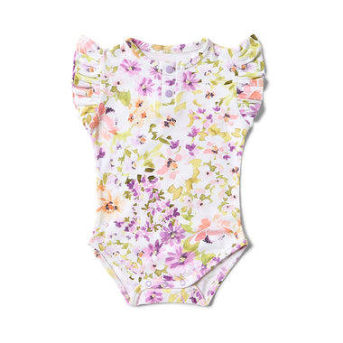 Isla Short Sleeve Organic Bodysuit with Frill | Snuggle Hunny