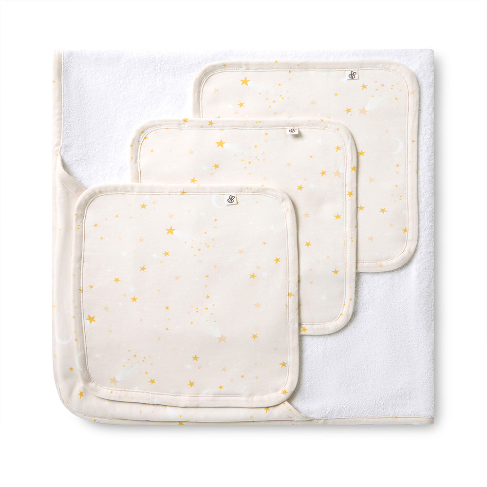 Stardust Organic Baby Towel & Wash Cloth Set - View 1