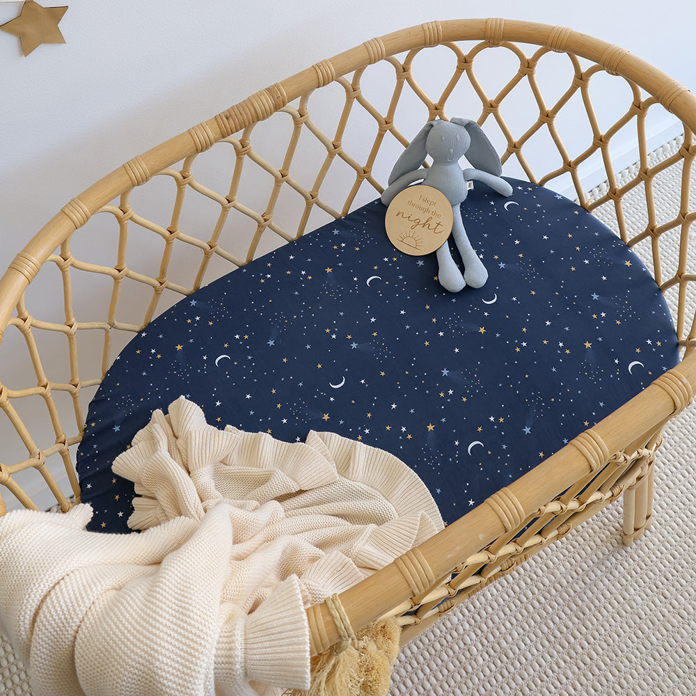Starry Night Organic Bassinet Sheet / Change Pad Cover - View 1