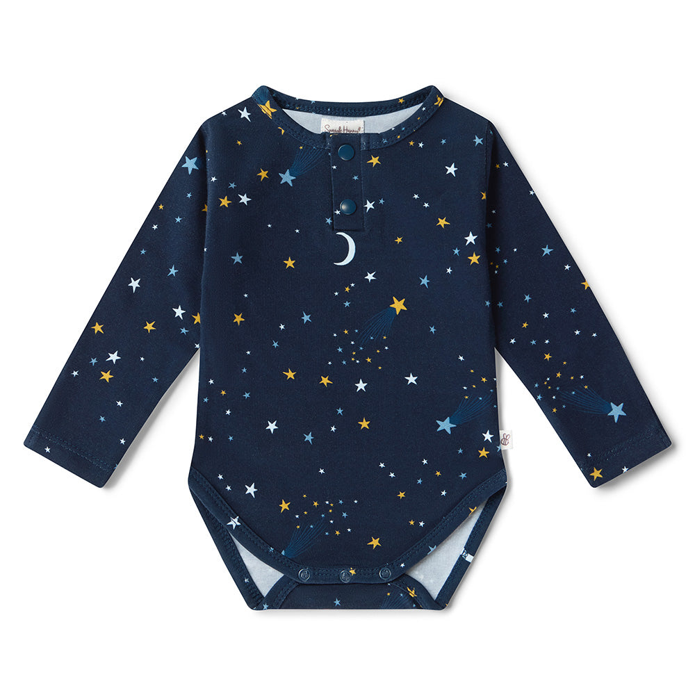 Starry Night Long Sleeve Organic Bodysuit - View 2