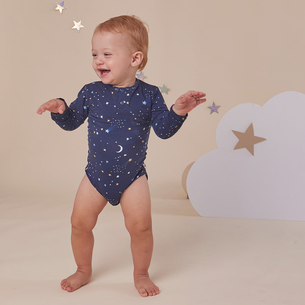 Starry Night Long Sleeve Organic Bodysuit - View 8
