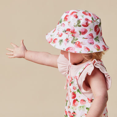 Strawberry Reversible Cotton Bucket Hat | Snuggle Hunny