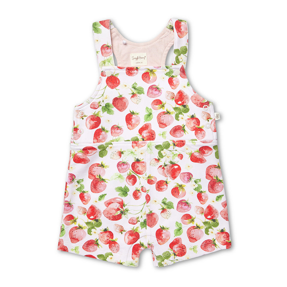 Strawberry Organic Snuggle Overall Shorts - View 2