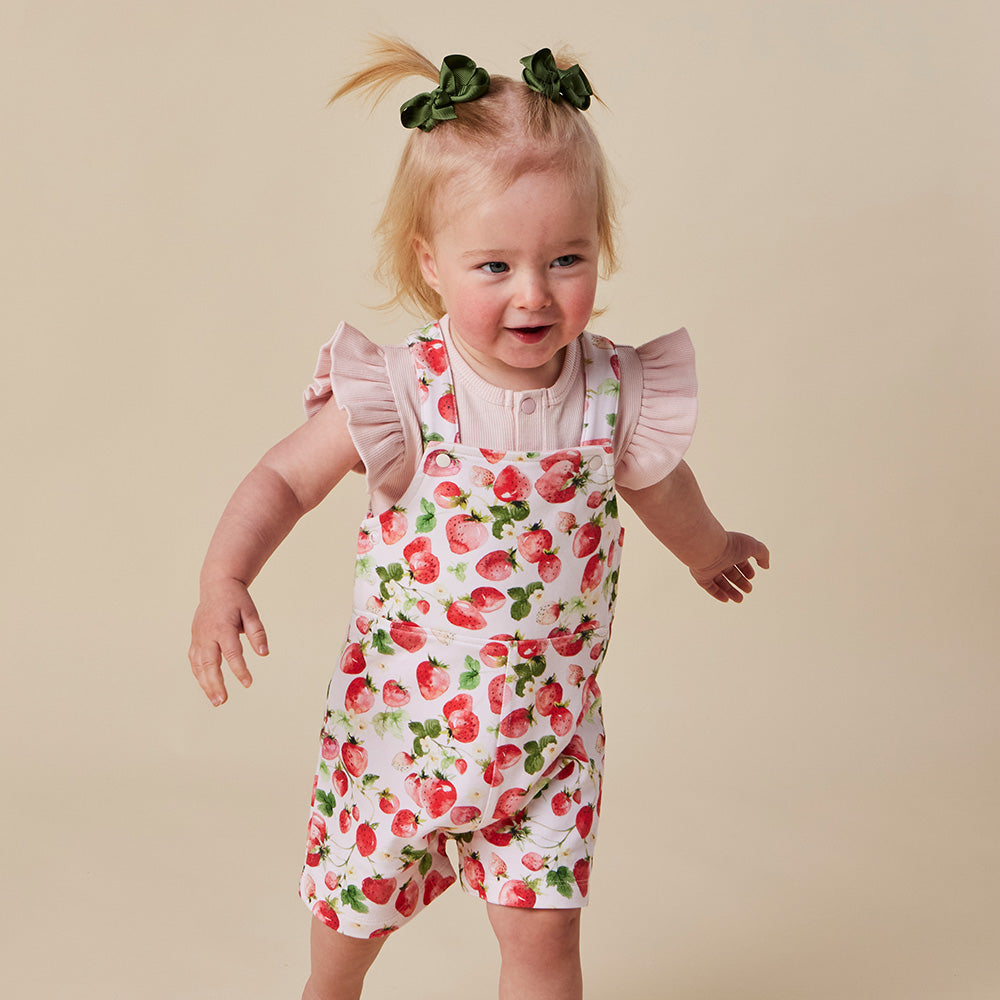 Strawberry Organic Snuggle Overall Shorts - View 4