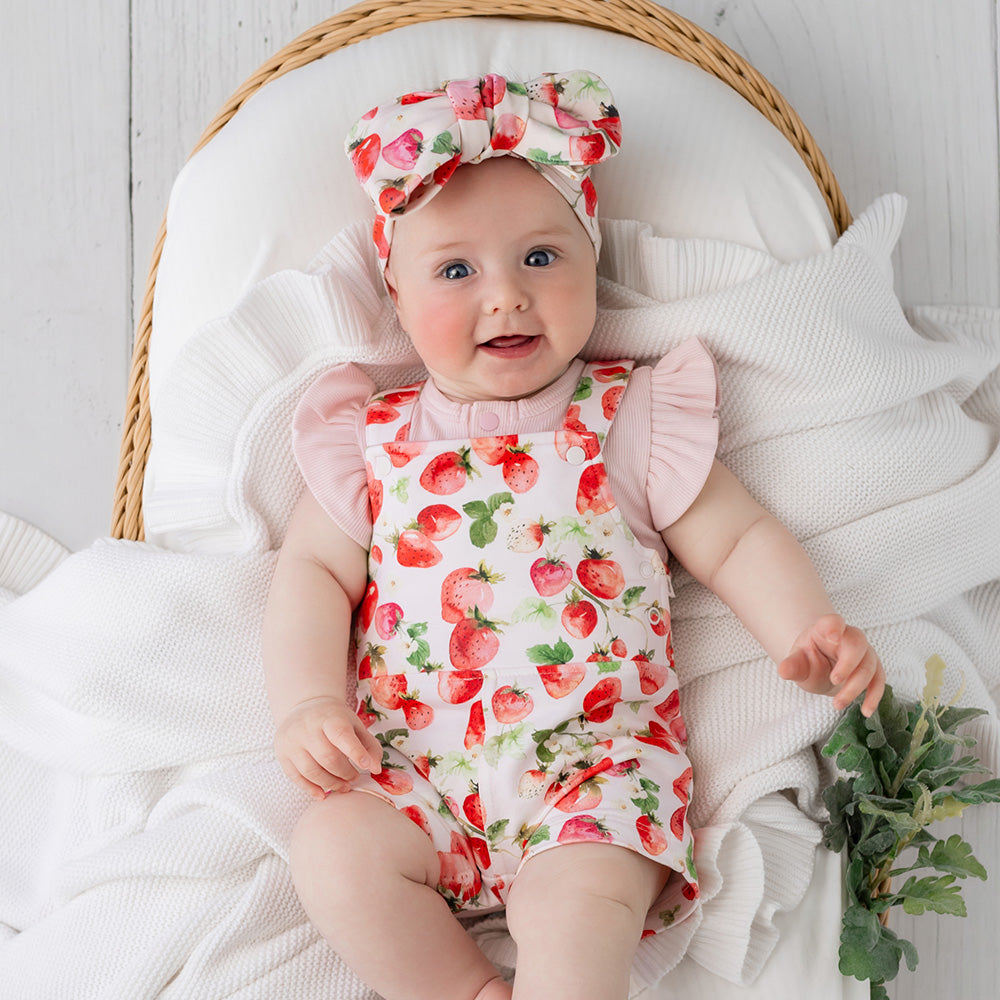 Strawberry Organic Snuggle Overall Shorts - View 6