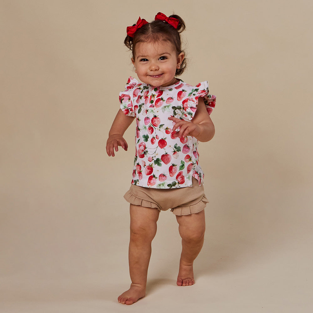 Strawberry Organic Short Sleeve Top with Frill - View 4