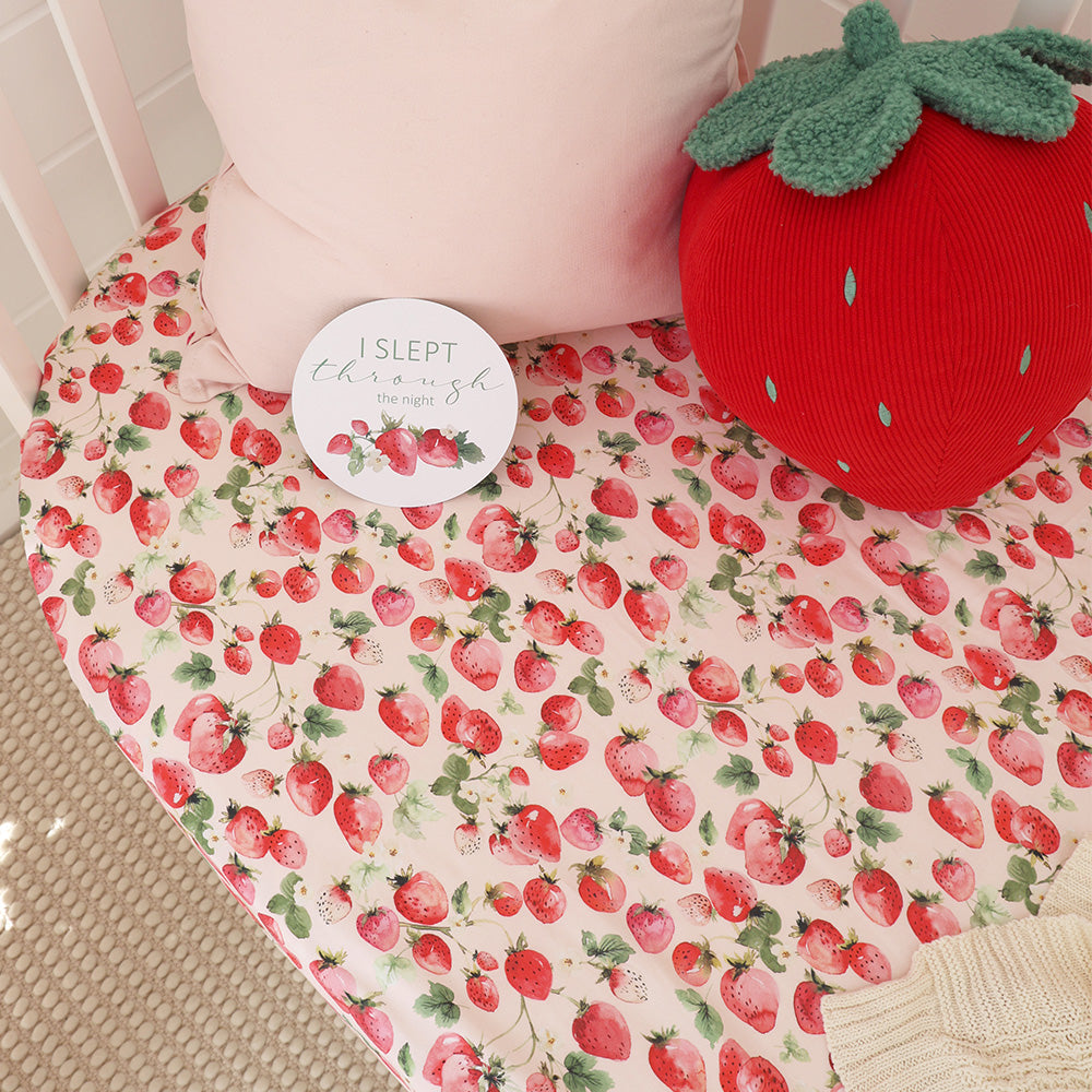 Strawberry Organic Fitted Cot Sheet - View 1