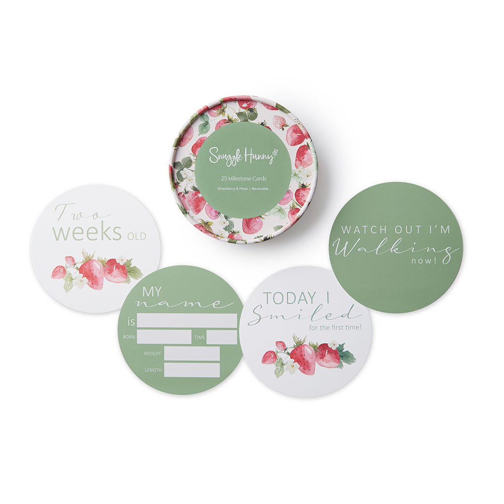 Strawberry & Moss Reversible Milestone Cards - View 1