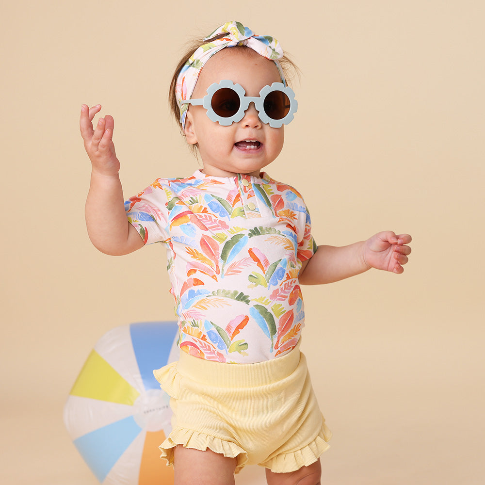 Summer Palm Short Sleeve Organic Bodysuit - View 1