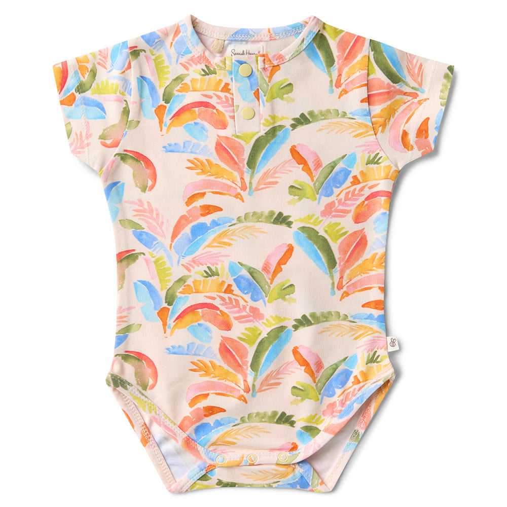 Summer Palm Short Sleeve Organic Bodysuit - View 2