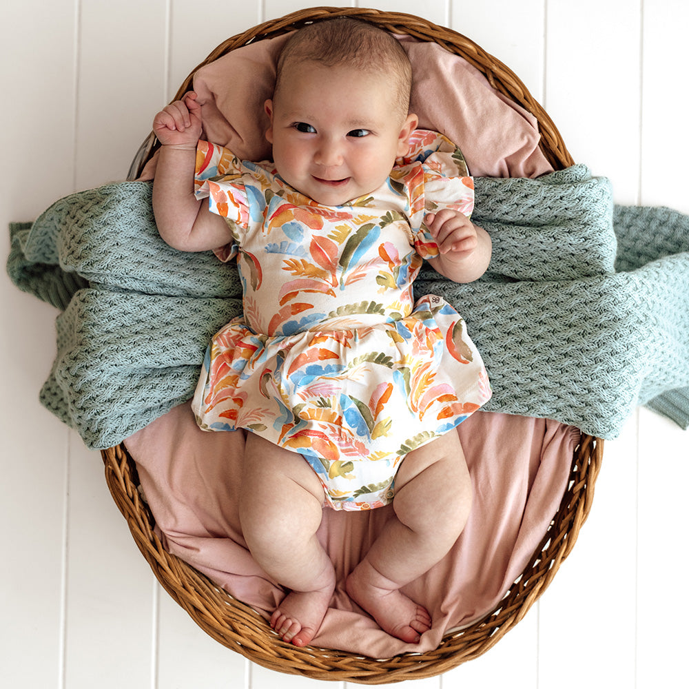 Summer Palm Short Sleeve Organic Dress - View 9