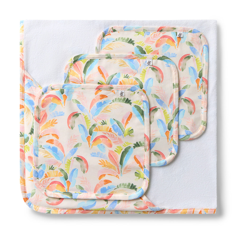 Summer Palm Organic Baby Towel & Wash Cloth Set - View 1
