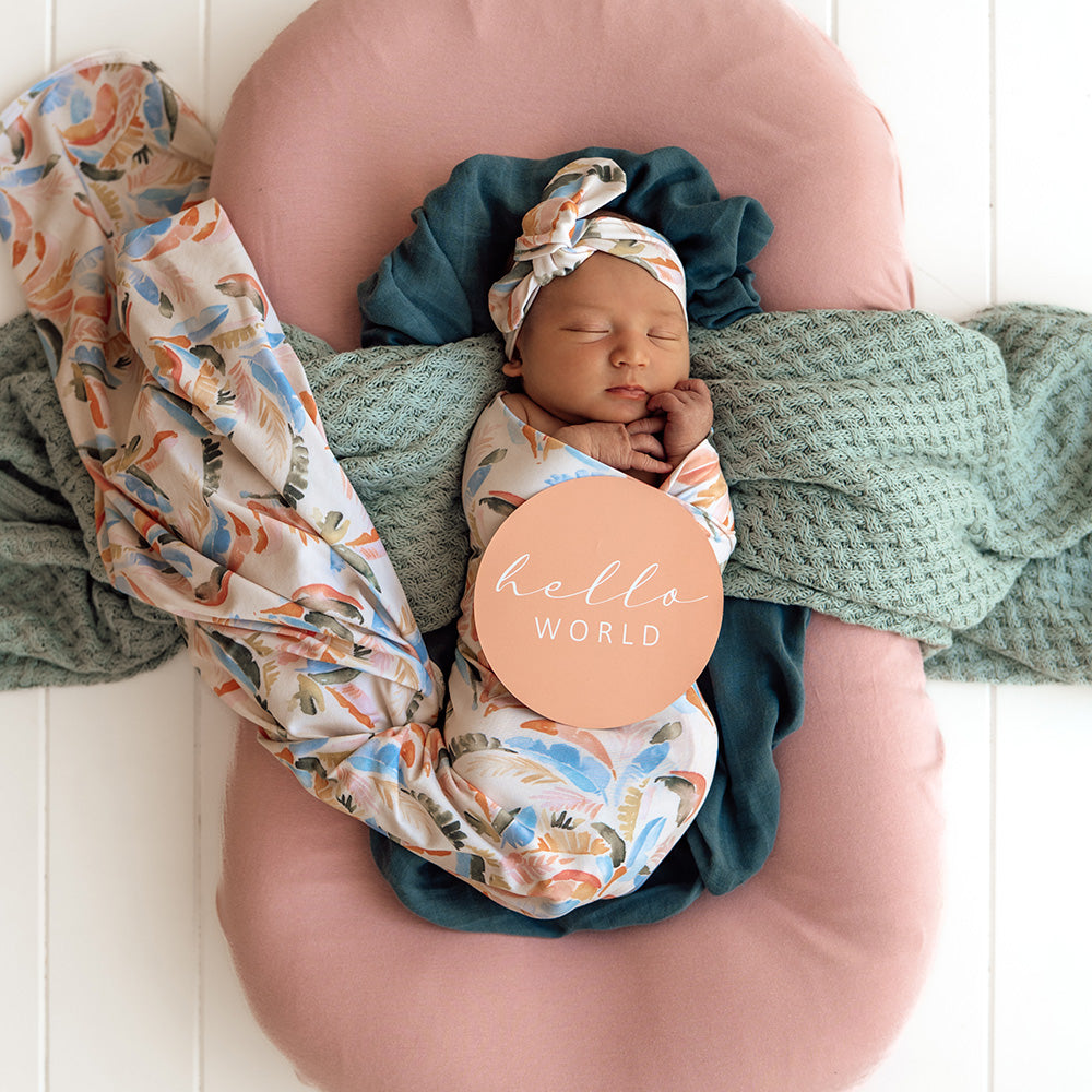 Summer Palm Organic Jersey Wrap & Topknot Set - View 5