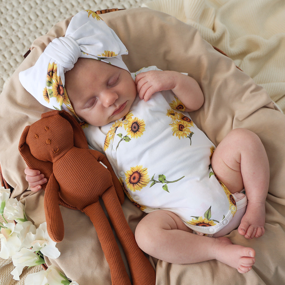 Sunflower Short Sleeve Organic Kimono Bodysuit - View 10