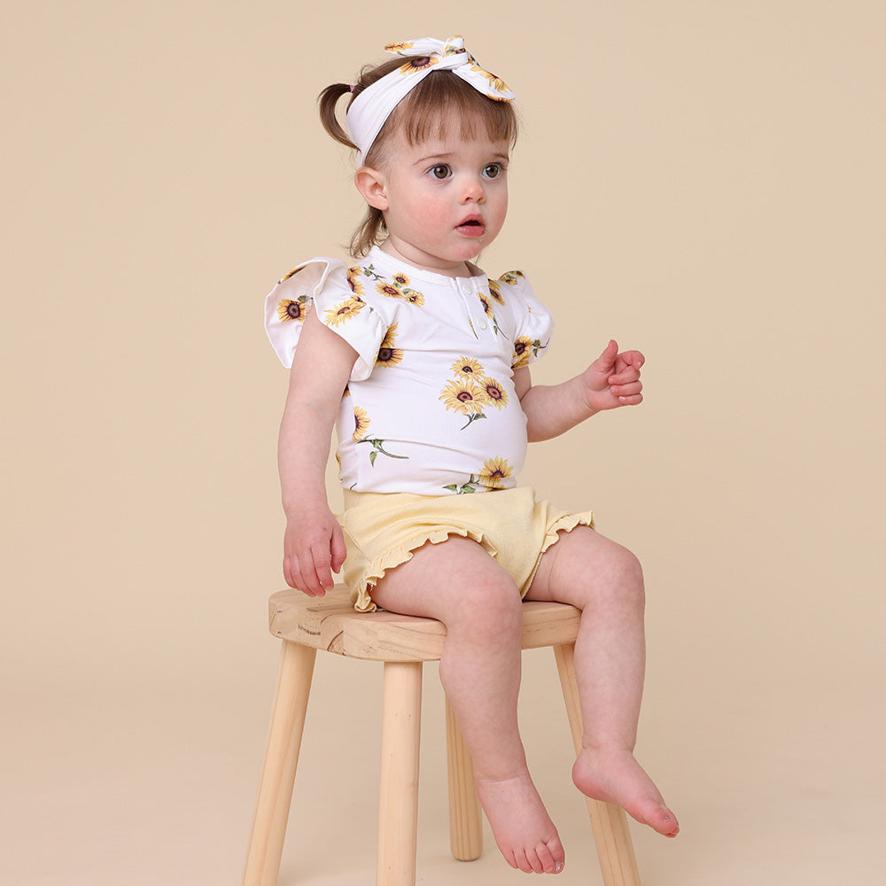 Sunflower Short Sleeve Organic Bodysuit with Frill - View 8