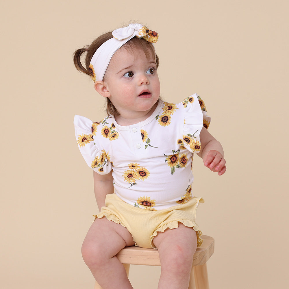 Sunflower Short Sleeve Organic Bodysuit with Frill - View 12