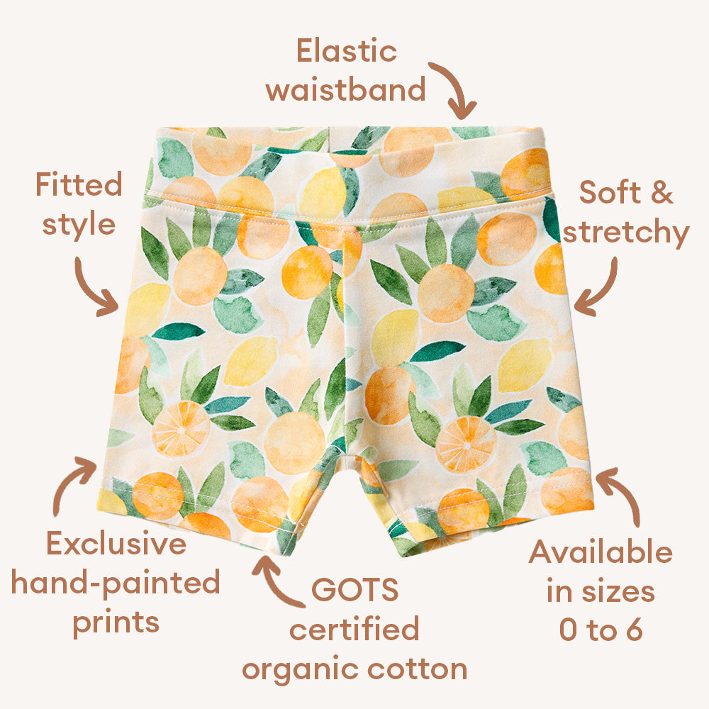 Sunny Citrus Organic Bike Shorts - View 5