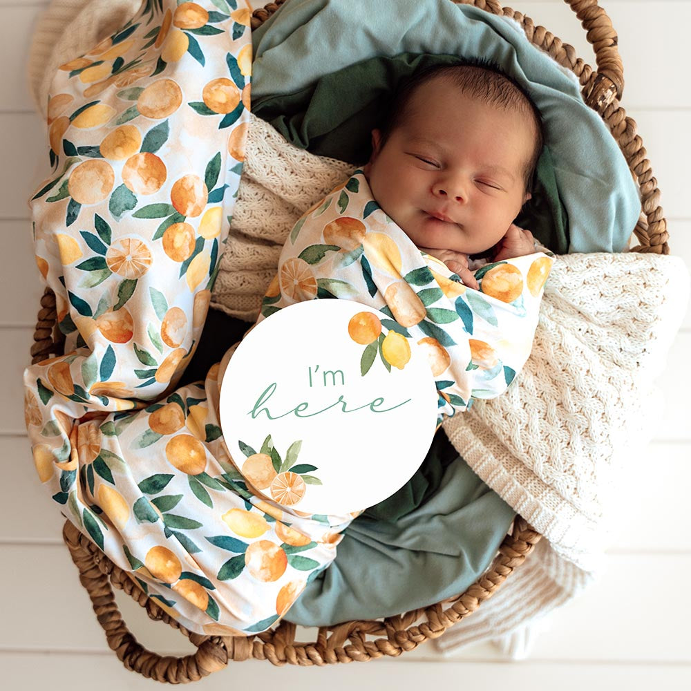 Sunny Citrus Organic Jersey Wrap & Beanie Set - View 5