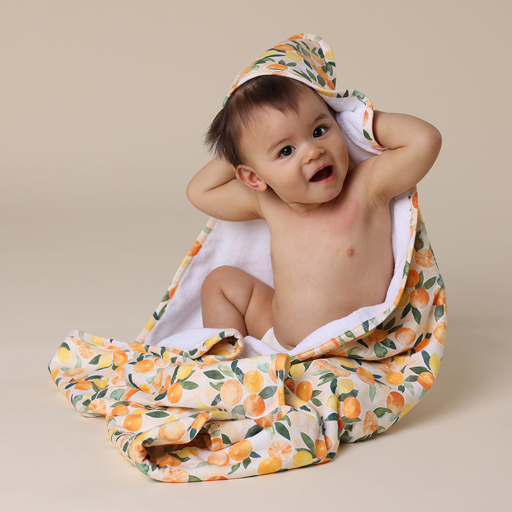 Sunny Citrus Organic Baby Towel & Wash Cloth Set - View 6
