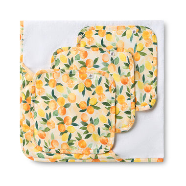 Sunny Citrus Organic Baby Towel & Wash Cloth Set | Snuggle Hunny