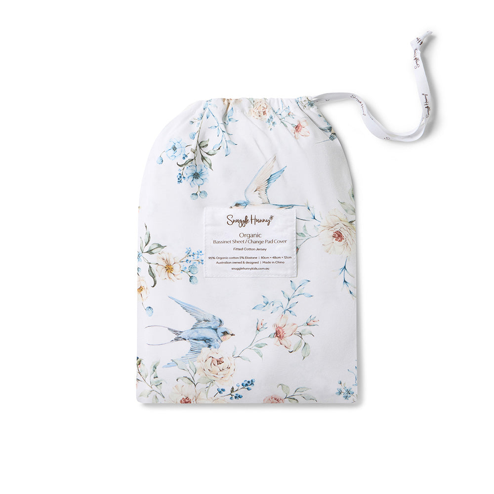 Sweet Swallows Organic Bassinet Sheet / Change Pad Cover - View 6